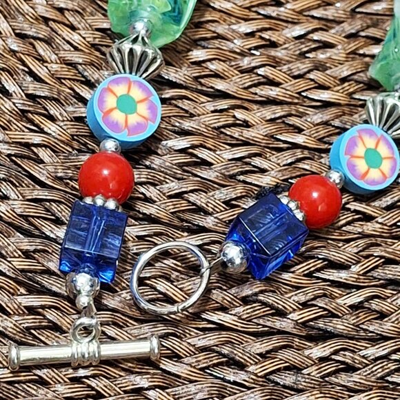 Artisan Hand Crafted Bracelet Turtle Flower Colorful Beaded OSFM - Picture 5 of 10